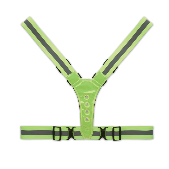 Bretelles de sécurité personnalisable set LED ROUNDVISIBLE vert fluo